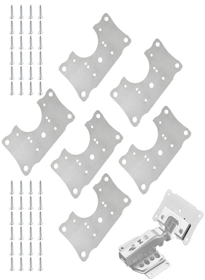 Serplex® 6Pcs Stainless Steel Hinge Plates, Cabinet Door Hinge Repair Kit with Screws- 6Pcs Metal Mounting Plate Kit Hinge Repair Plates - Image 1